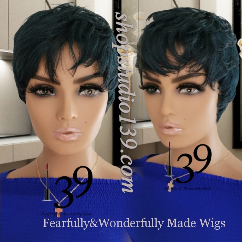 Blue short pixie wig 💙